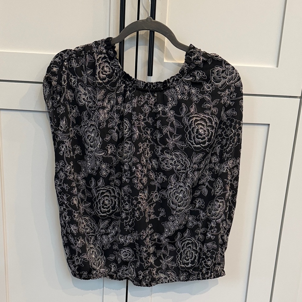 LOFT Black Floral Blouse